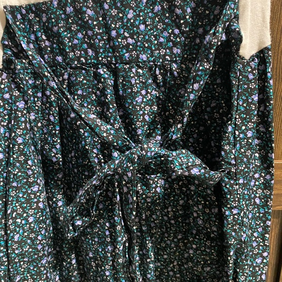 Crochet Trimmed Fit And Flare Floral Dress Size M Be Bop Green Purple White - Picture 3 of 6